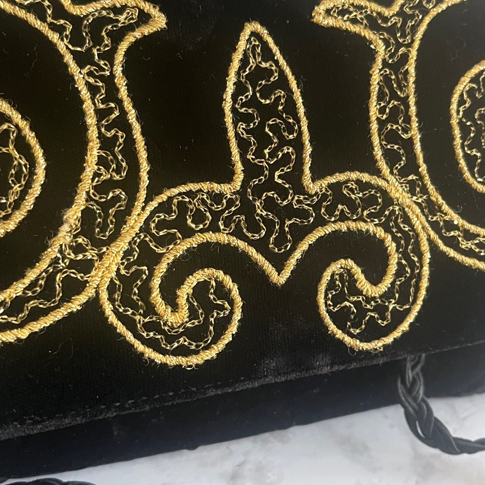 Vintage GIVENCHY  PARIS Black and Gold handbag clutch 80s